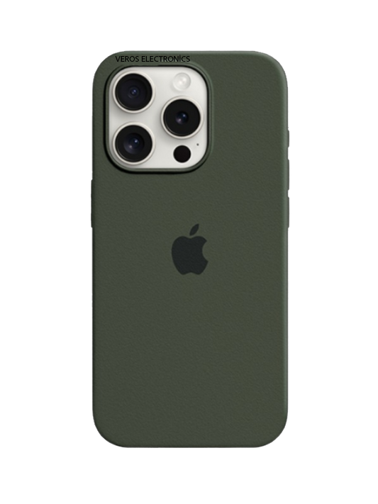 İphone Uyumlu Logolu İçi Kadifeli Lansman Silikon Kılıf Haki