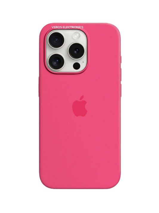 İphone Uyumlu Logolu İçi Kadifeli Lansman Silikon Kılıf Fuşya