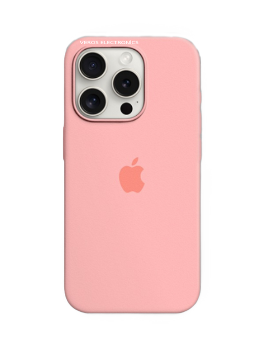 İphone Uyumlu Logolu İçi Kadifeli Lansman Silikon Kılıf Pembe